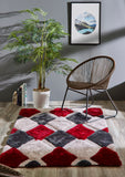 Origins - 3D Geo Shaggy- Red - Phoenox Rugs