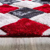 Origins - 3D Geo Shaggy- Red - Phoenox Rugs