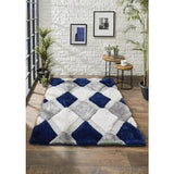 Origins - 3D Geo Shaggy - Navy - Phoenox Rugs