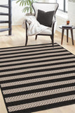 County - Flatweave - Stripe - Black-   Indoor / Outdoor - Melrose Interiors