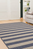 County - Flatweave - Stripe - Navy-   Indoor / Outdoor - Melrose Interiors