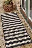 County - Flatweave - Stripe - Black-   Indoor / Outdoor - Melrose Interiors