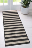 County - Flatweave - Stripe - Black-   Indoor / Outdoor - Melrose Interiors