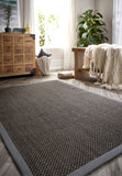 Sisal- Dark Grey - Grey Border -  Origins-  Phoenox Rugs