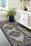 Flatweave Gel - Medallion - Navy - Anti--Slip- Melrose Interiors