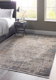 Aura- Vintage Medallion (with fringe)  - Blue / Grey-  Origins - Phoenox Rugs