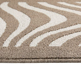 My Sculptured Collection - Patterned- Wave- Ivory and Mink -  Washable-  Phoenox Rug